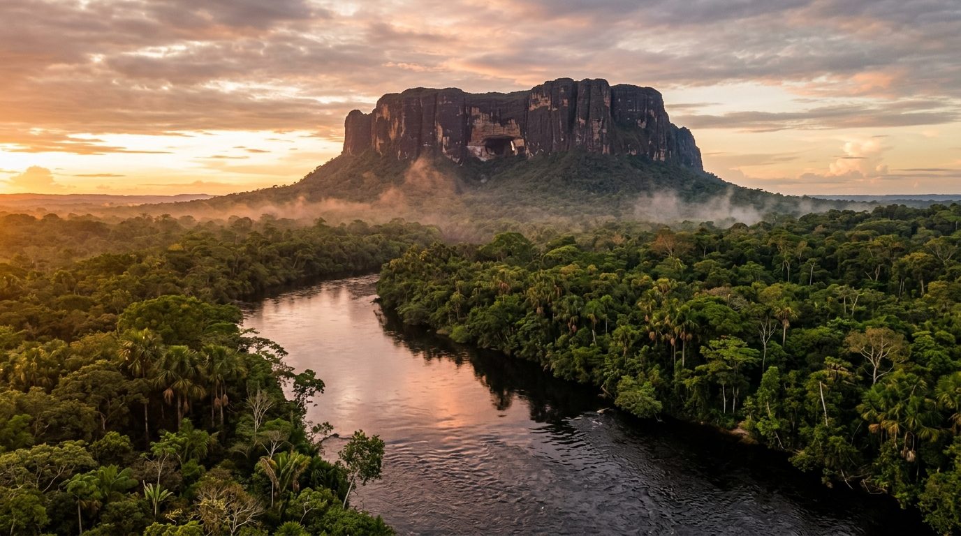 Cerro Autana emergiendo de la selva amazónica (imagen ilustrativa)