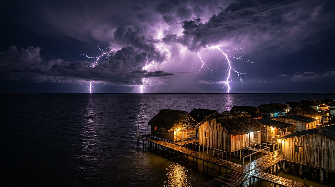 Tormenta eléctrica nocturna sobre el lago de Maracaibo (imagen ilustrativa)